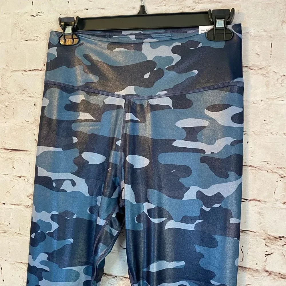Nike One Blue Camo Leggings Mid-Rise Lightweight Full Length NWT Size Medium